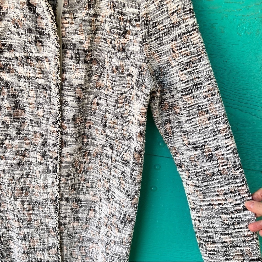 ANTHROPOLOGIE SCANDI MINIMALIST TWEED LONGLINE ZIPPER CARDIGAN POCKETS SMALL EUC - Picture 6 of 12